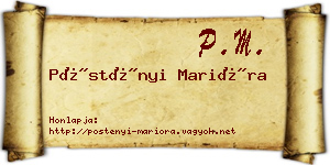 Pöstényi Marióra névjegykártya